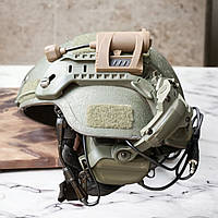 Активные наушники EARMOR M32 с креплением чебурашки+ тактический фонарь на военный шлем