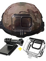 Комплект.Крепление на военный шлем для экшн-камеры + аквабокс для GoPro 9/10/11/12.Защитный кейс на каску