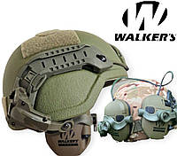 Активні навушники Walker's Razor Slim під шолом MICH з кріпленням чебурашка Тактичні навушники Валкерс