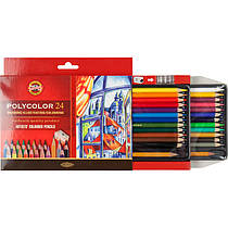 Набір кольорових олівців Koh-i-noor Polycolor 24 штуки + точилка + 2 простих олівйя