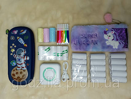 Міні принтер, портативний дитячий принтер з чохлом і 18 рулонів паперу СУПЕР КОМПЛЕКТ 100% В НАЯВНОСТІ