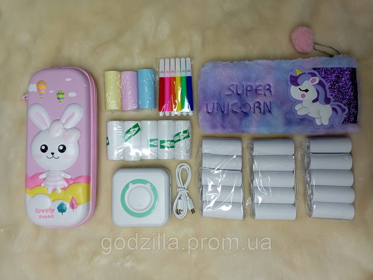 Міні принтер, портативний дитячий принтер з чохлом і 18 рулонів паперу СУПЕР КОМПЛЕКТ 100% В НАЯВНОСТІ, фото 1