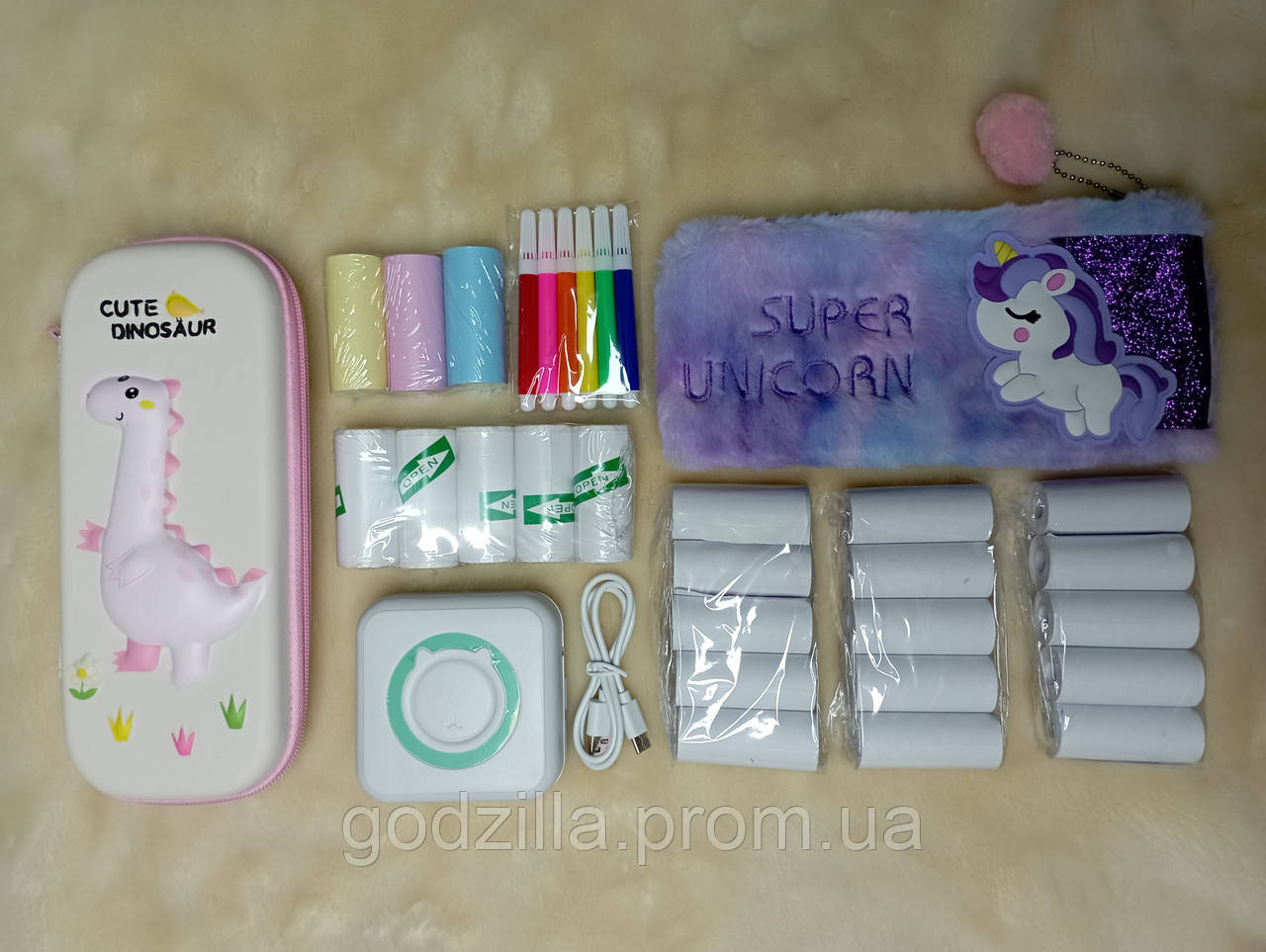 Міні принтер, портативний дитячий принтер з чохлом і 18 рулонів паперу СУПЕР КОМПЛЕКТ 100% В НАЯВНОСТІ, фото 1