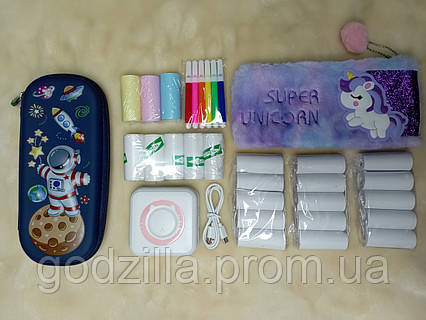 Міні принтер, портативний дитячий принтер з чохлом і 18 рулонів паперу СУПЕР КОМПЛЕКТ 100% В НАЯВНОСТІ