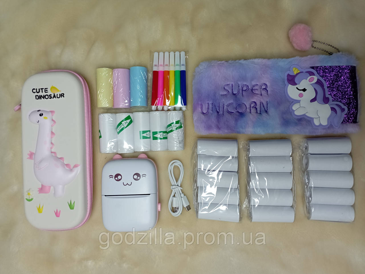 Міні принтер, портативний дитячий принтер з чохлом і 18 рулонів паперу СУПЕР КОМПЛЕКТ 100% В НАЯВНОСТІ, фото 1