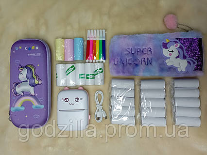 Міні принтер, портативний дитячий принтер з чохлом і 18 рулонів паперу СУПЕР КОМПЛЕКТ 100% В НАЯВНОСТІ