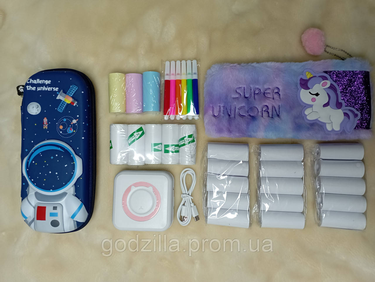 Міні принтер, портативний дитячий принтер з чохлом і 18 рулонів паперу СУПЕР КОМПЛЕКТ 100% В НАЯВНОСТІ, фото 1