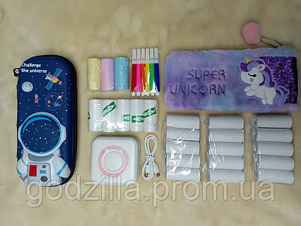 Міні принтер, портативний дитячий принтер з чохлом і 18 рулонів паперу СУПЕР КОМПЛЕКТ 100% В НАЯВНОСТІ