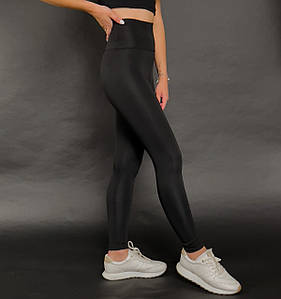 Лосіни жіночі спортивні з чорного элластана з ефектом утяжки