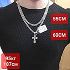 Красивий хрест та ланцюжок чоловічий комплект срібло 925 проба, фото 5