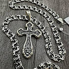 Красивий хрест та ланцюжок чоловічий комплект срібло 925 проба, фото 3