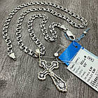 Красивий хрест та ланцюжок чоловічий комплект срібло 925 проба, фото 4