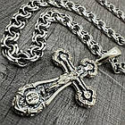 Красивий хрест та ланцюжок чоловічий комплект срібло 925 проба, фото 2