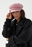 Женская кепи из кашемира с косичкой - розовый цвет, M (есть размеры) gr