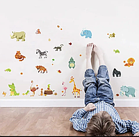 Интерьерная наклейка на стену в детскую. животные
