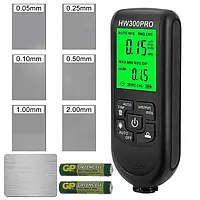 Цифровой толщиномер покрытия краски HW-300PRO Fe/NFe, до 2000 мкм с трафаретами для калибровки