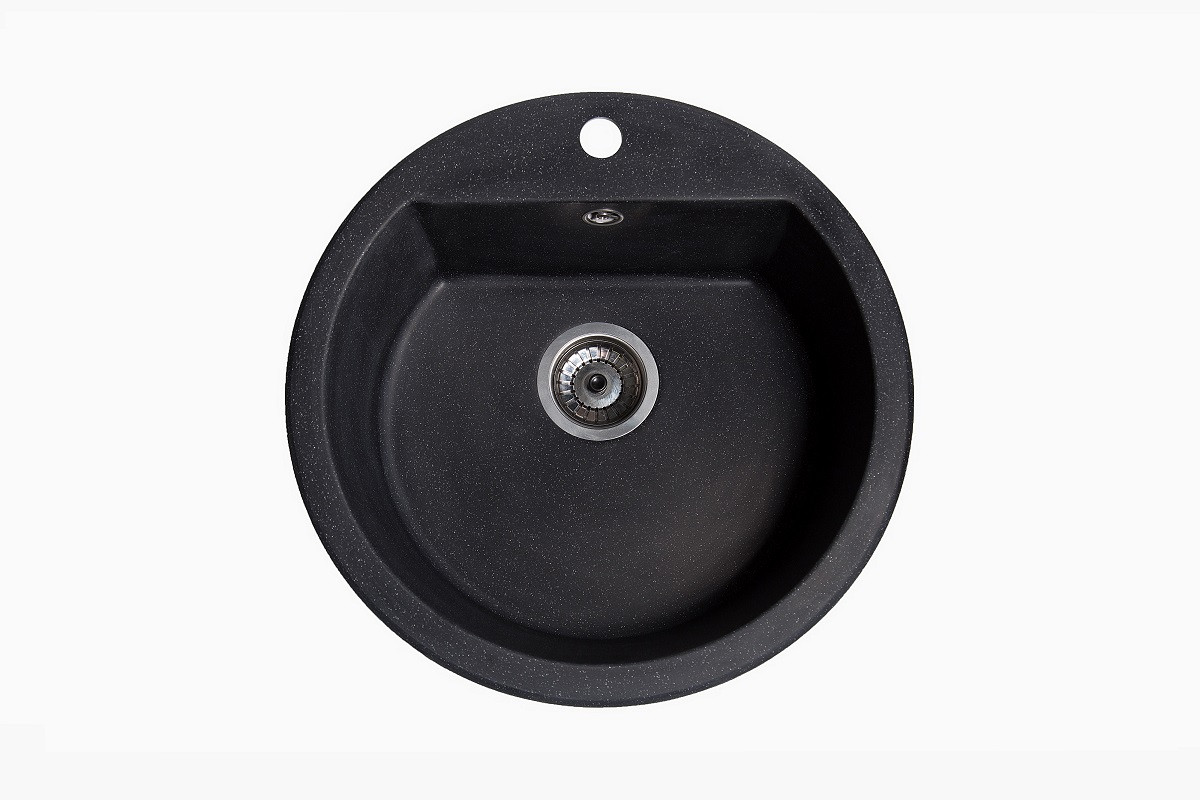 Кухонна гранітна мийка Galaţi Kolo Antracit (901) 500 чорна кругла