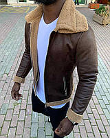 Чоловіча куртка коричнева з овченою Туреччина