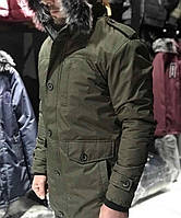 Чоловіча куртка кольору хакі з хутром Туреччина