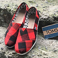 Мужские красные в клетку летние текстильные эспадрильи Toms