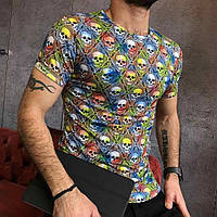 Чоловіча різнобарвна футболка з принтом черепа, Туреччина