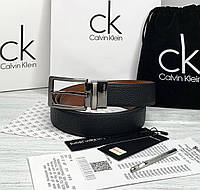 Мужской кожаный двухсторонний ремень Calvin Klein трансформер 2 в 1 в подарочной упаковке из натуральной кожи