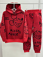 Детский костюм с начёсом «Mickey Mouse" красный