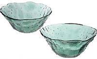 Набір 2 скляні піали "Cape Green" Ø 14 см і Ø 13 см, зелене скло посуд миски салатниці салатники