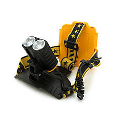 Налобний ліхтарик HPH-W647, 300 W, 2*P50, 4 режими, корпус-пластик, водостійкий, ip44, живлення 2*18650, USB