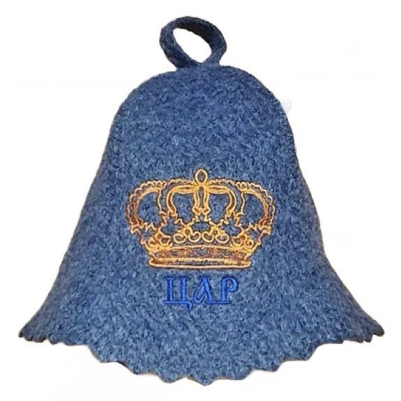 Шапка для лазні та сауни, захисна банна шапка з яскравою вишивкою "Царь" Сіра