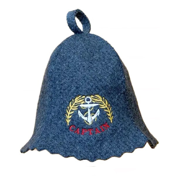 Шапка банна, шапка для бані та сауни "CAPTAIN" Сіра