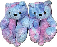 Домашние тапочки медведи розово-голубые женские домашние тапочки тапки игрушки