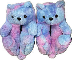Домашні капці ведмедики рожево-блакитні тапочки іграшки