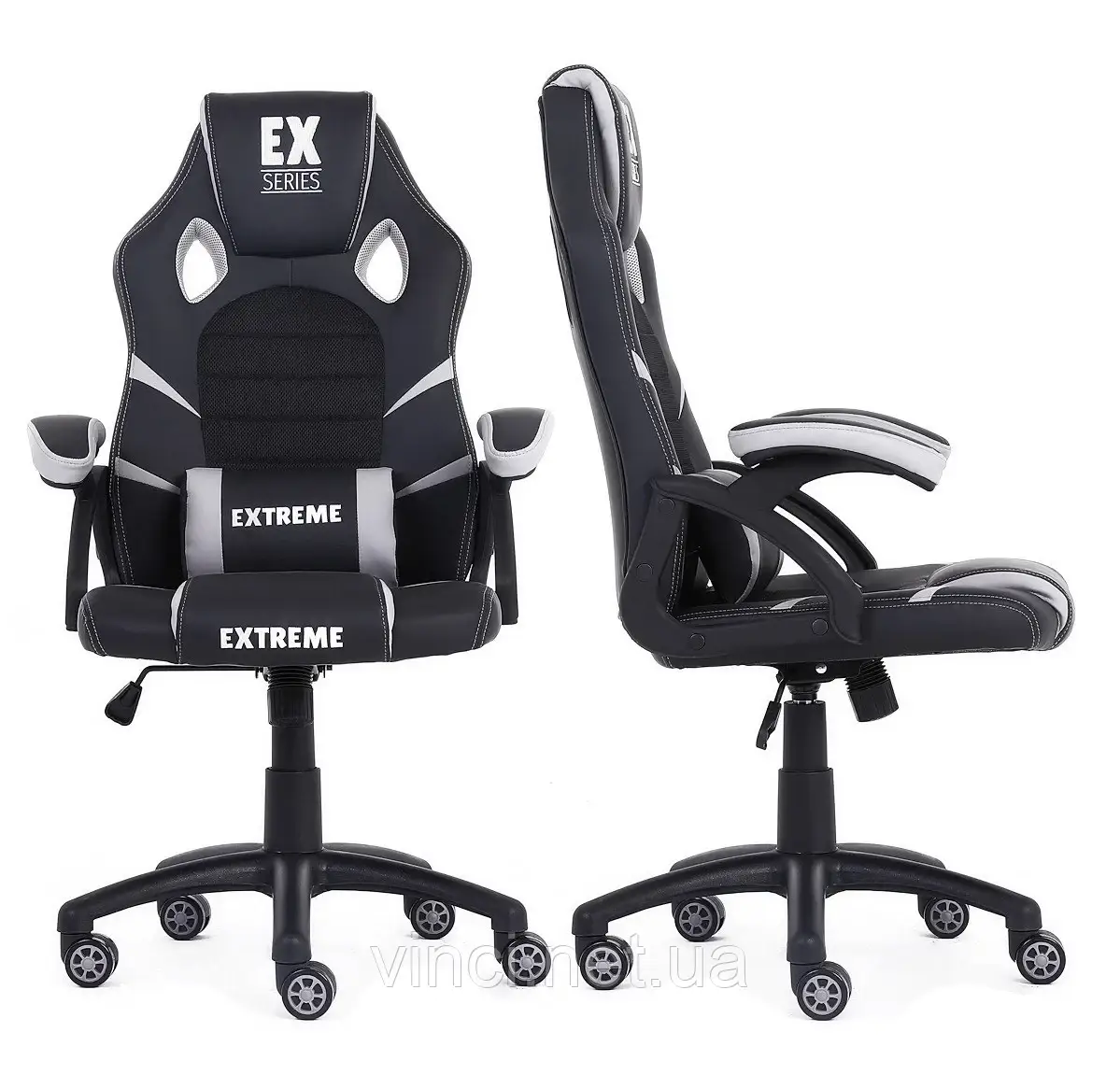 Крісло геймерське ігрове Extreme EX Чорно-сіре Кресло Стул Игровое кресло геймерское Кресло компьютерное