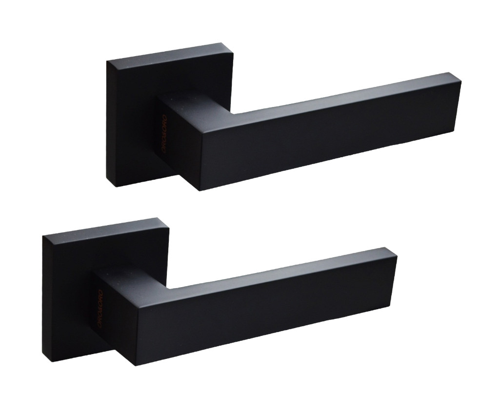 Ручки для вхідних/міжкімнатних дверей Oro&Oro QUATTRO 106-15E Black Чорний матовий, фото 1