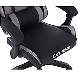 Геймерське крісло + 2 подушки Extreme SPYDER чорно-сіре Комп'ютерне крісло спортивне НОВА СТИЛЬНА МОДЕЛЬ, фото 9