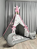 Вігвам для дівчинки Ведмежа Повний комплект, вігвам для дітей, дитяча палатка, вігвам дитячий, дитячий намет, фото 4
