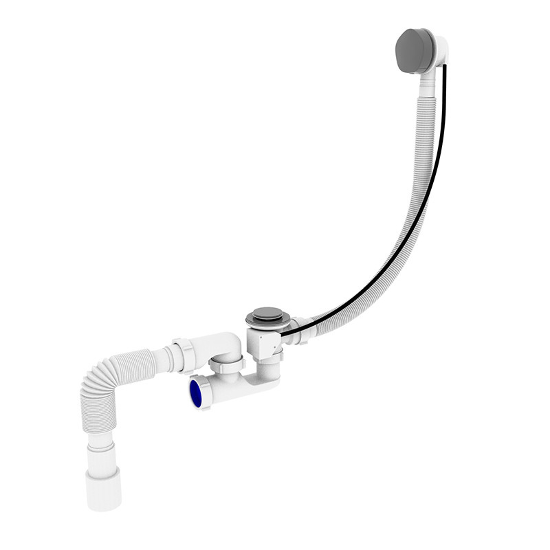 Сифон для ванної Zerix SV-02-B з ревізією, переливом "напівавтомат" (тросим 580 мм) (ZX4960)