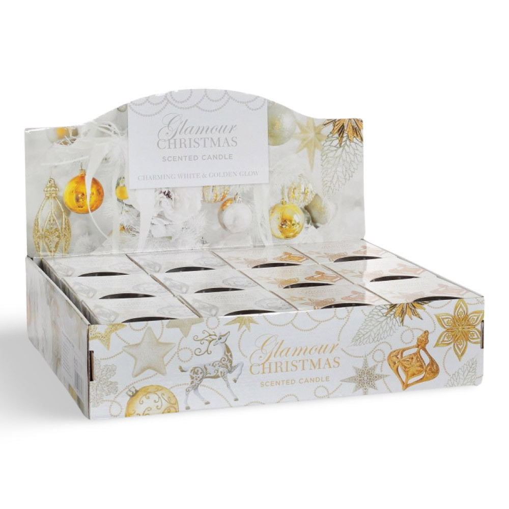 Набір ароматичних свічок у склі з малюнком "Гламурне Різдво" Bartek, фото 1