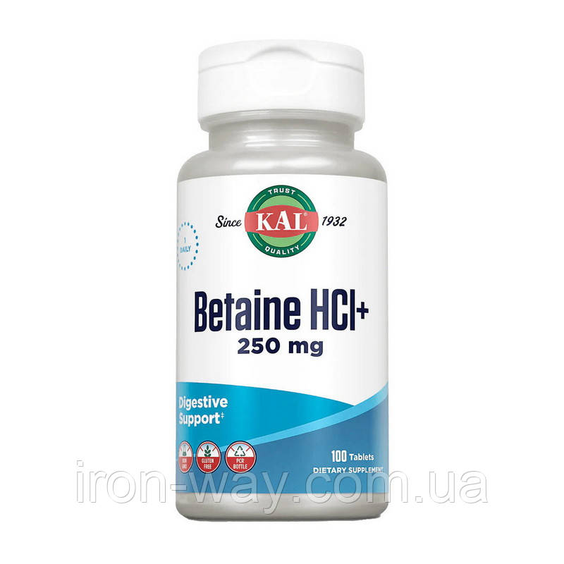 KAL Betaine HCL+ 250 mg (100 tab), фото 1