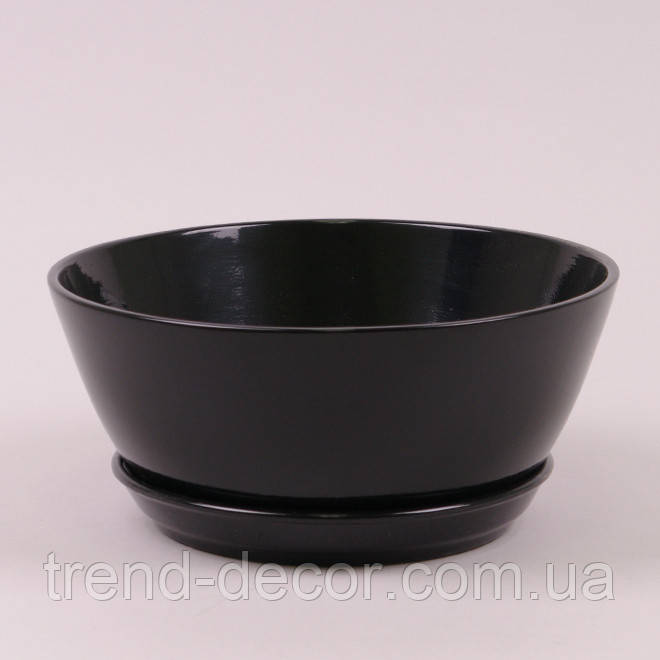 Горщик керамічний Бонсайниця глянець чорний 3.5л.