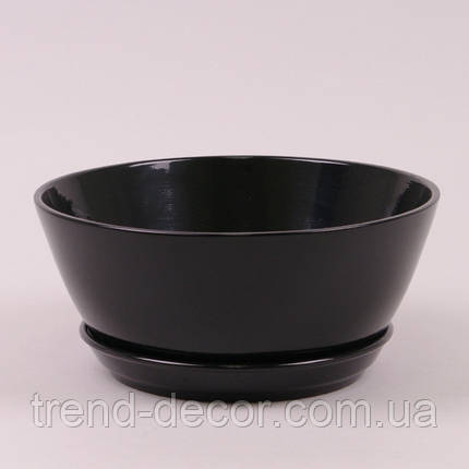 Горщик керамічний Бонсайниця глянець чорний 3.5л., фото 1