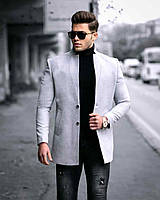 Чоловіче демісезонне світло-сіре коротке пальто Туреччина