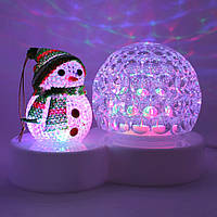 Диско шар светодиодный Снеговик на подставке Вращающаяся лампа Светомузыка Led Christmas Light RD5001 b