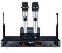 Микрофон TKStar X8 Беспроводная микрофонная система с двумя ручными микрофонами b
