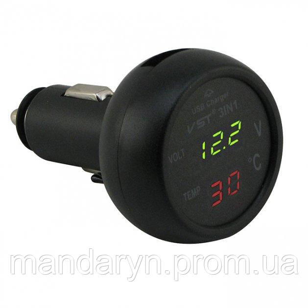 Часы автомобильные в прикуриватель VST 706-4 зелёный блистер Термометр в машину Авто часы с подсветкой b - фото 3 - id-p2063041816