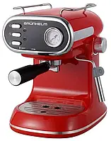 Кавоварка еспресо GRUNHELM GEC09 ріжкова на 2 чашки 850Вт з підігрівом чашок та капучінатором червона