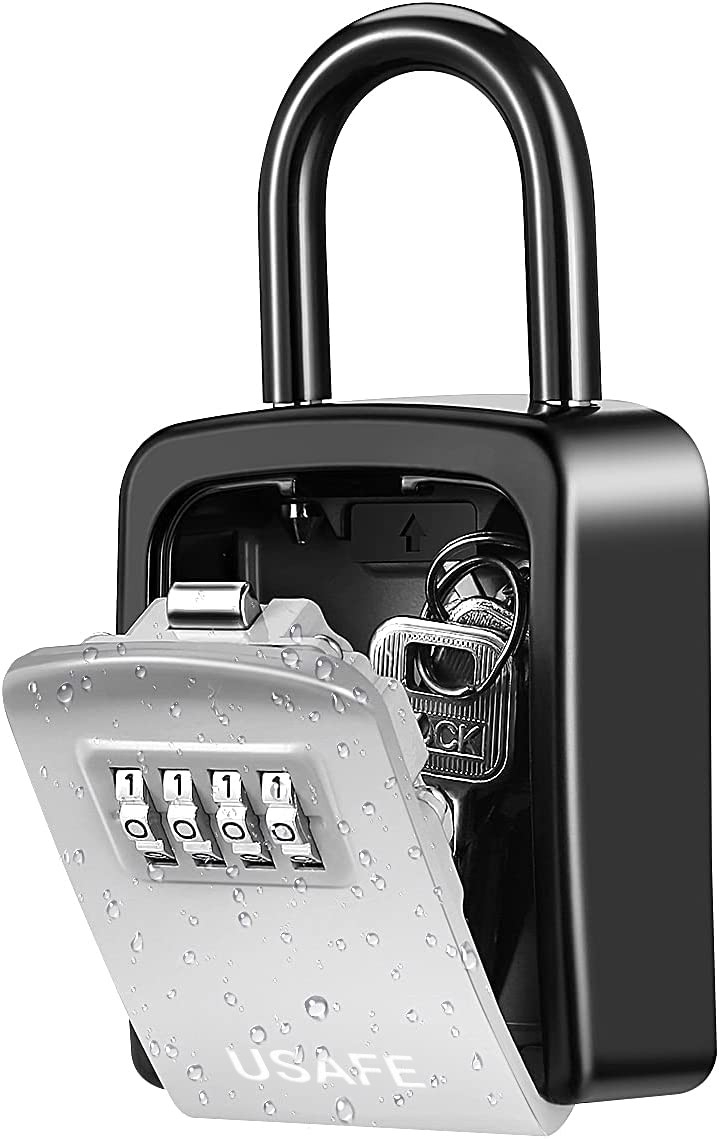 Підвісний металевий міні сейф для ключів uSafe KS-05s, з гачком і паролем, Сірий