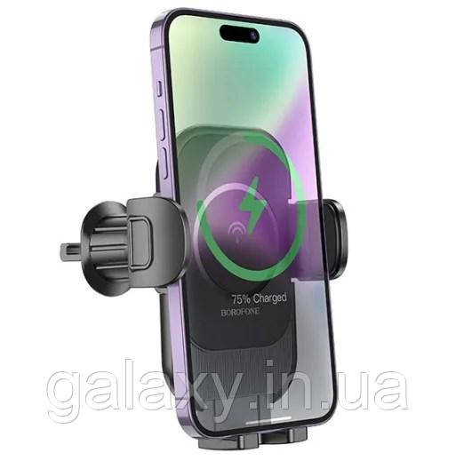 Тримач Borofone з бездротовою зарядкою BH204 Blue Charm Wireless 15W Black, фото 1