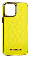 Чехол накладка Puloka Leather Case iPhone 12 / Pro Желтый